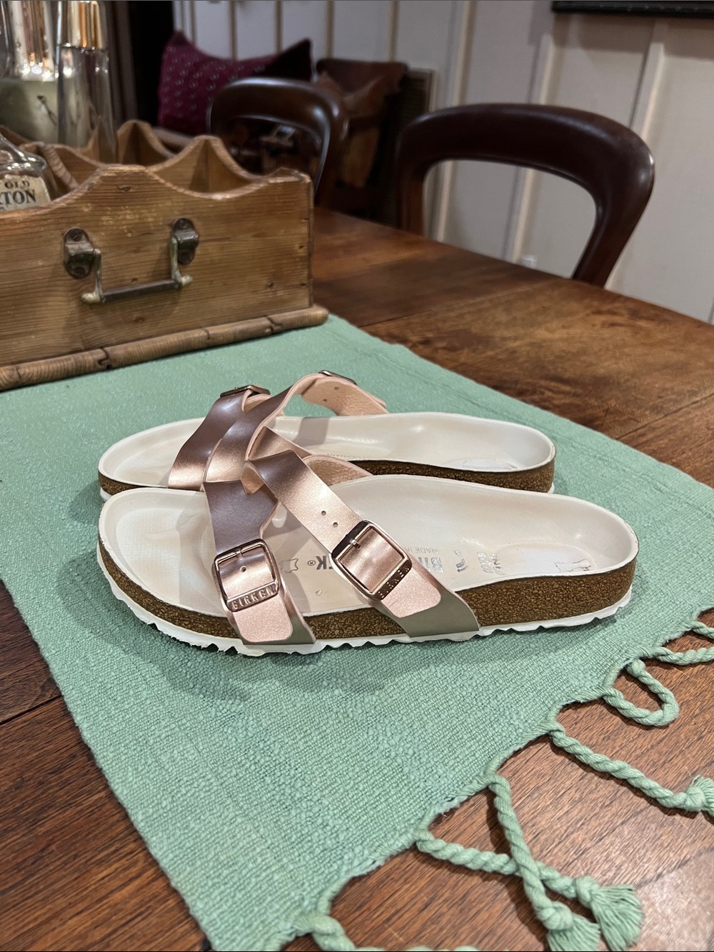 Birkenstock Yao Metallic Rose Gold Sandals